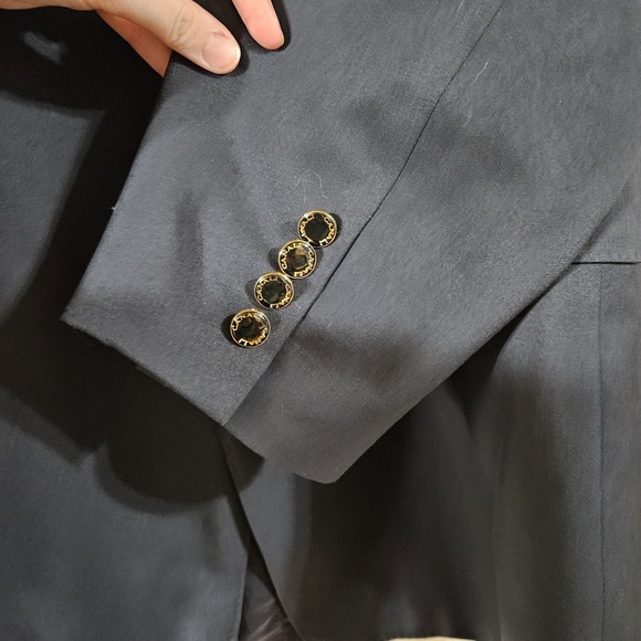 Canali Italy 100% Wool Dark Navy 1 Piece Suit Blazer 54L 13320/00 Gold Buttons - Picture 4 of 12